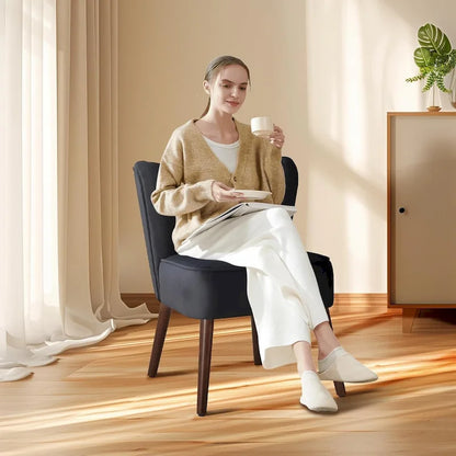 Fauteuil d'appoint moderne en velours, fauteuil de salon rembourré et moelleux avec pieds en bois
