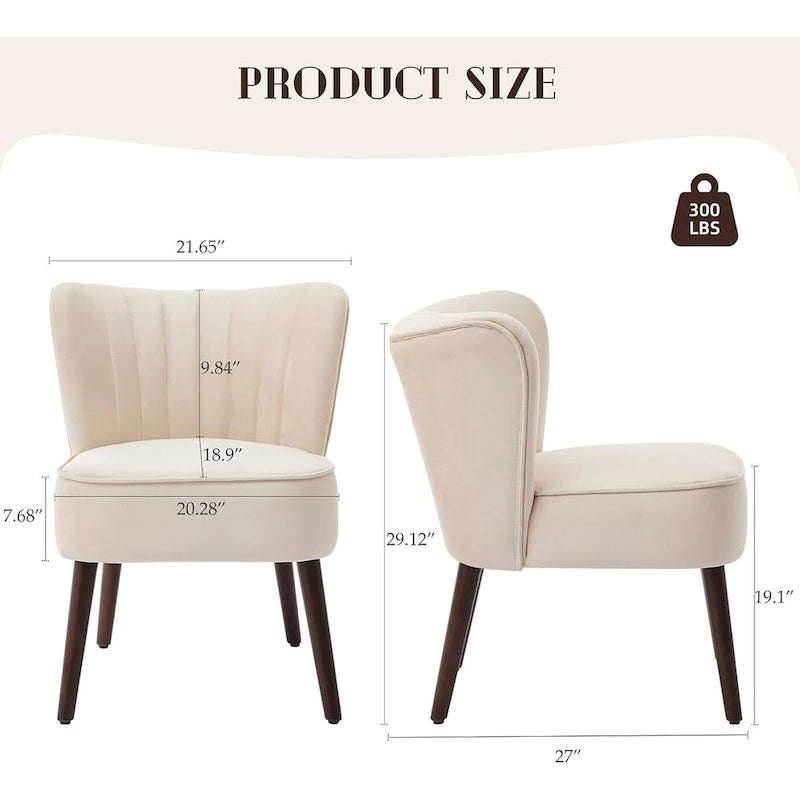 Fauteuil d'appoint moderne en velours, fauteuil de salon rembourré et moelleux avec pieds en bois