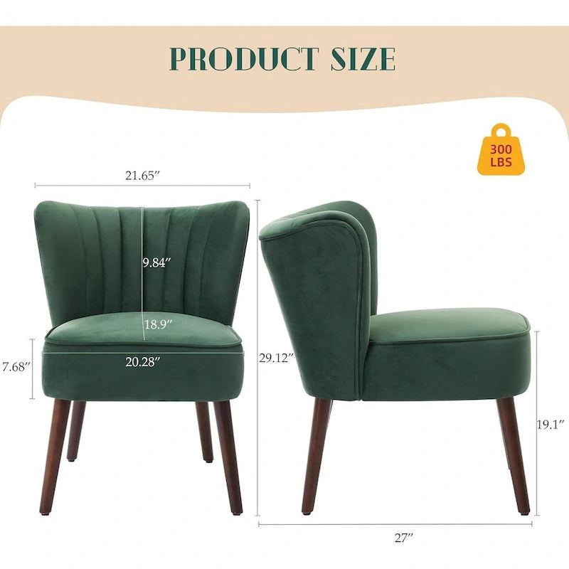 Fauteuil d'appoint moderne en velours, fauteuil de salon rembourré et moelleux avec pieds en bois