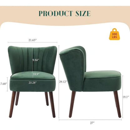 Fauteuil d'appoint moderne en velours, fauteuil de salon rembourré et moelleux avec pieds en bois