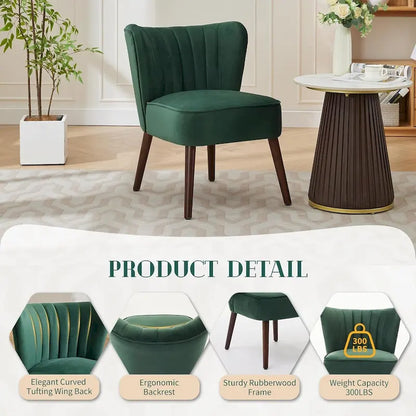 Fauteuil d'appoint moderne en velours, fauteuil de salon rembourré et moelleux avec pieds en bois