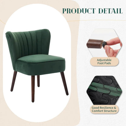 Fauteuil d'appoint moderne en velours, fauteuil de salon rembourré et moelleux avec pieds en bois