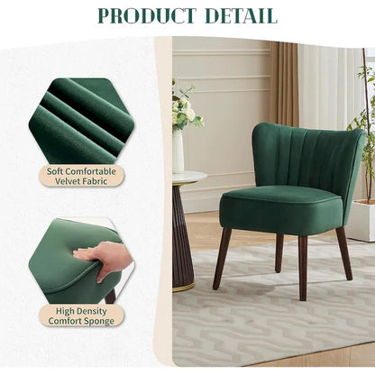 Fauteuil d'appoint moderne en velours, fauteuil de salon rembourré et moelleux avec pieds en bois