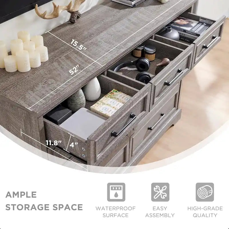 Commode de style campagnard à 9 tiroirs pour chambre à coucher, commode en bois