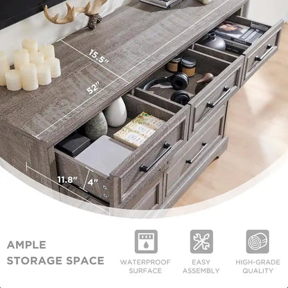 Commode de style campagnard à 9 tiroirs pour chambre à coucher, commode en bois