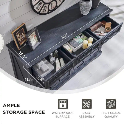 Commode de style campagnard à 9 tiroirs pour chambre à coucher, commode en bois