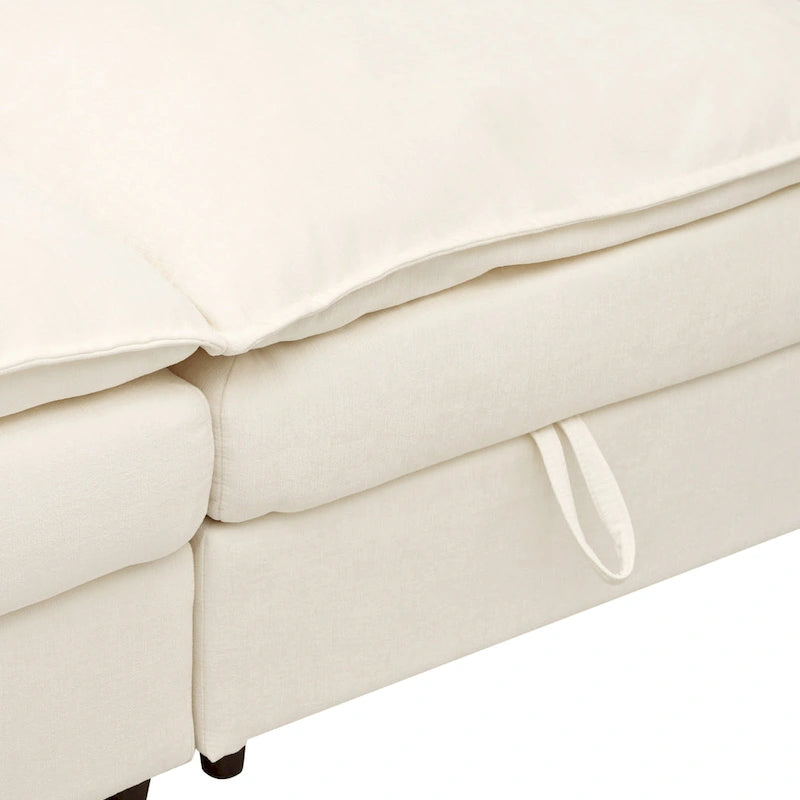 Canapé-lit modulaire 8 pièces en polyester 126 avec rangement, coussins double couche imitation tissu et configuration personnalisable