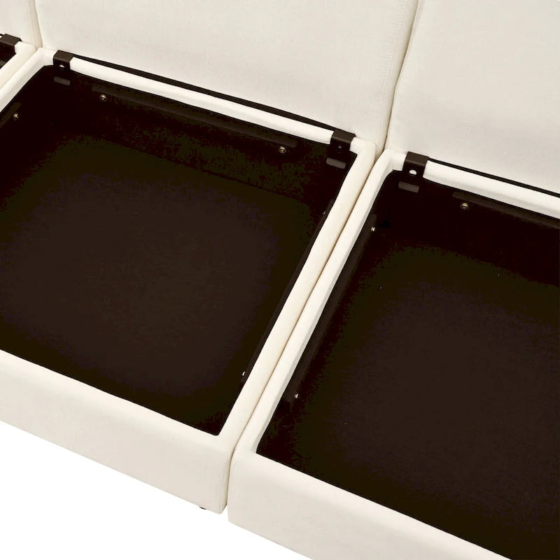 Canapé-lit modulaire 8 pièces en polyester 126 avec rangement, coussins double couche imitation tissu et configuration personnalisable