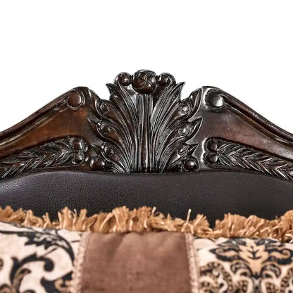 Ensemble canapé et causeuse 2 pièces Ammy, similicuir marron foncé, 5 coussins décoratifs