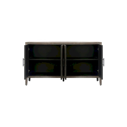 Meuble d'appoint de style ferme moderne de 60 pouces avec 4 portes et étagère réglable