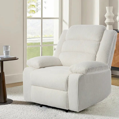 Fauteuil inclinable manuel moderne en velours côtelé, fauteuil inclinable réglable avec larges accoudoirs