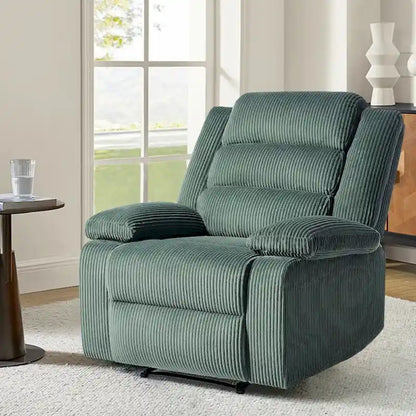 Fauteuil inclinable manuel moderne en velours côtelé, fauteuil inclinable réglable avec larges accoudoirs