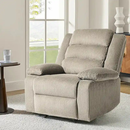 Fauteuil inclinable manuel moderne en velours côtelé, fauteuil inclinable réglable avec larges accoudoirs