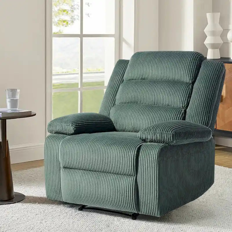Fauteuil inclinable manuel moderne en velours côtelé, fauteuil inclinable réglable avec larges accoudoirs