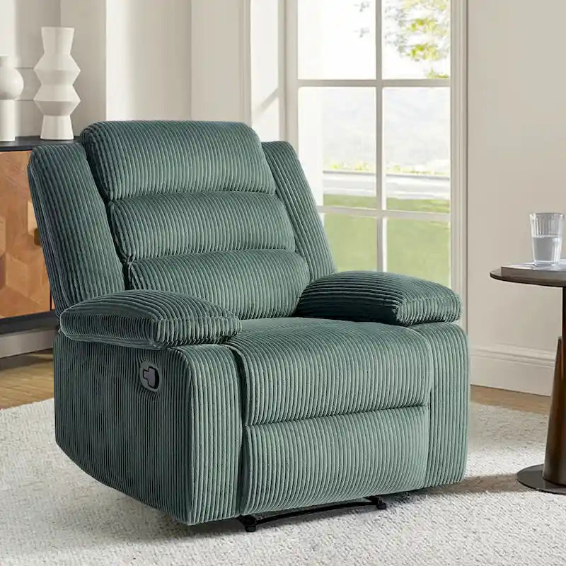 Fauteuil inclinable manuel moderne en velours côtelé, fauteuil inclinable réglable avec larges accoudoirs