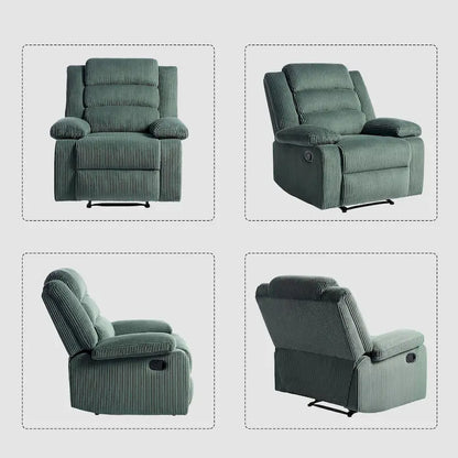Fauteuil inclinable manuel moderne en velours côtelé, fauteuil inclinable réglable avec larges accoudoirs