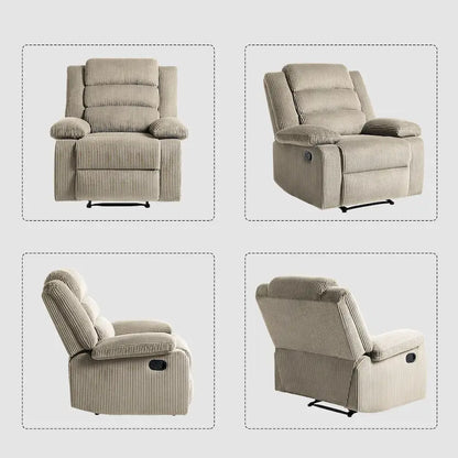 Fauteuil inclinable manuel moderne en velours côtelé, fauteuil inclinable réglable avec larges accoudoirs