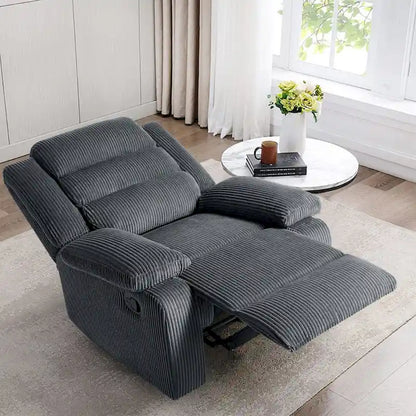 Fauteuil inclinable manuel moderne en velours côtelé, fauteuil inclinable réglable avec larges accoudoirs