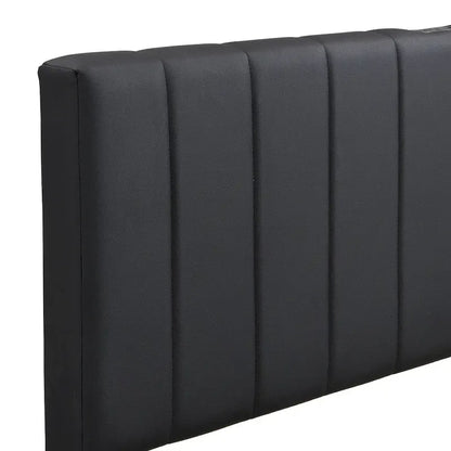 Lit plateforme relevable avec rangement intégré, lit bas revêtu de cuir PU avec télécommande, éclairage LED, prises et ports USB