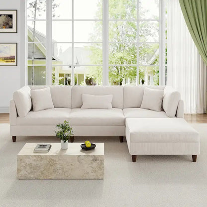 Canapé d'angle modulable avec pouf pour salon - 112 cm de large