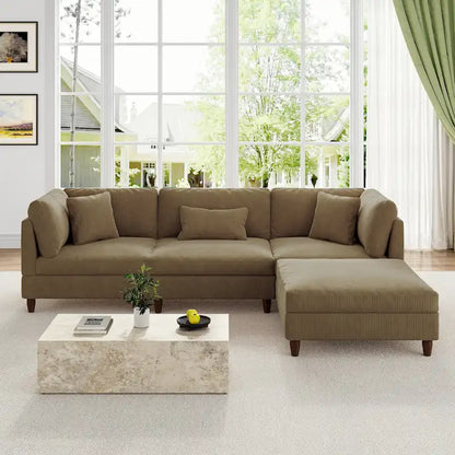 Canapé d'angle modulable avec pouf pour salon - 112 cm de large