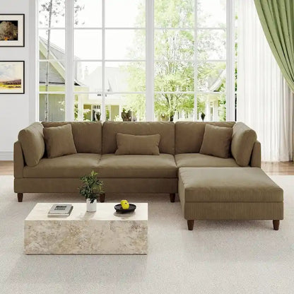 Modular Sectional Sofa Couch with Ottoman for Living Room Set - 112  W