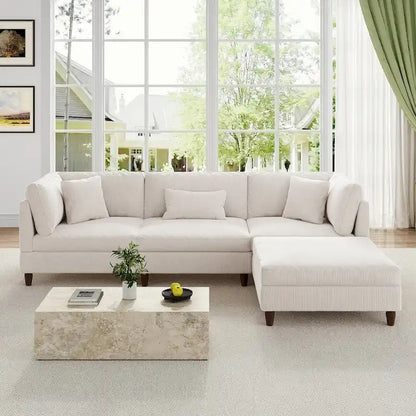 Canapé d'angle modulable avec pouf pour salon - 112 cm de large