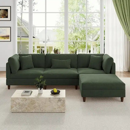 Canapé d'angle modulable avec pouf pour salon - 112 cm de large