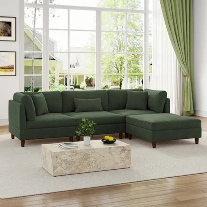 Canapé d'angle modulable avec pouf pour salon - 112 cm de large