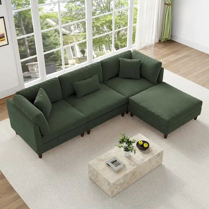 Canapé d'angle modulable avec pouf pour salon - 112 cm de large