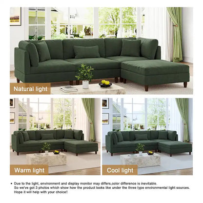 Canapé d'angle modulable avec pouf pour salon - 112 cm de large