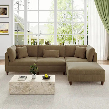 Canapé d'angle modulable avec pouf pour salon - 112 cm de large