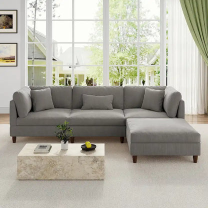 Canapé d'angle modulable avec pouf pour salon - 112 cm de large
