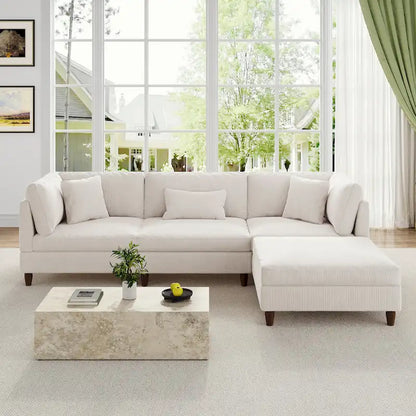 Canapé d'angle modulable avec pouf pour salon - 112 cm de large