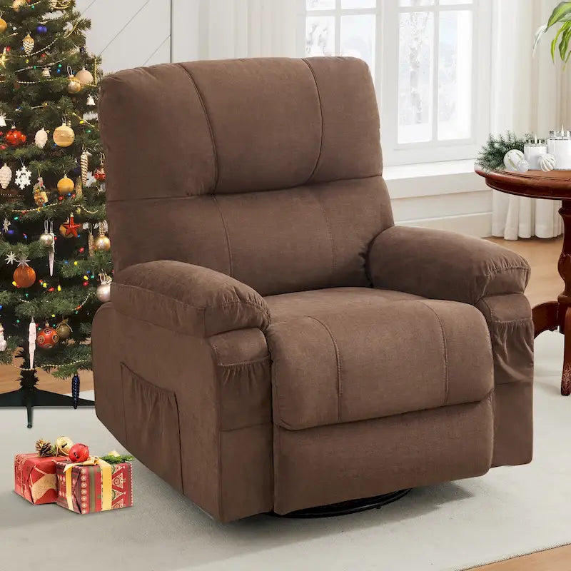 Fauteuil inclinable pivotant à bascule 360° en lin avec poches latérales