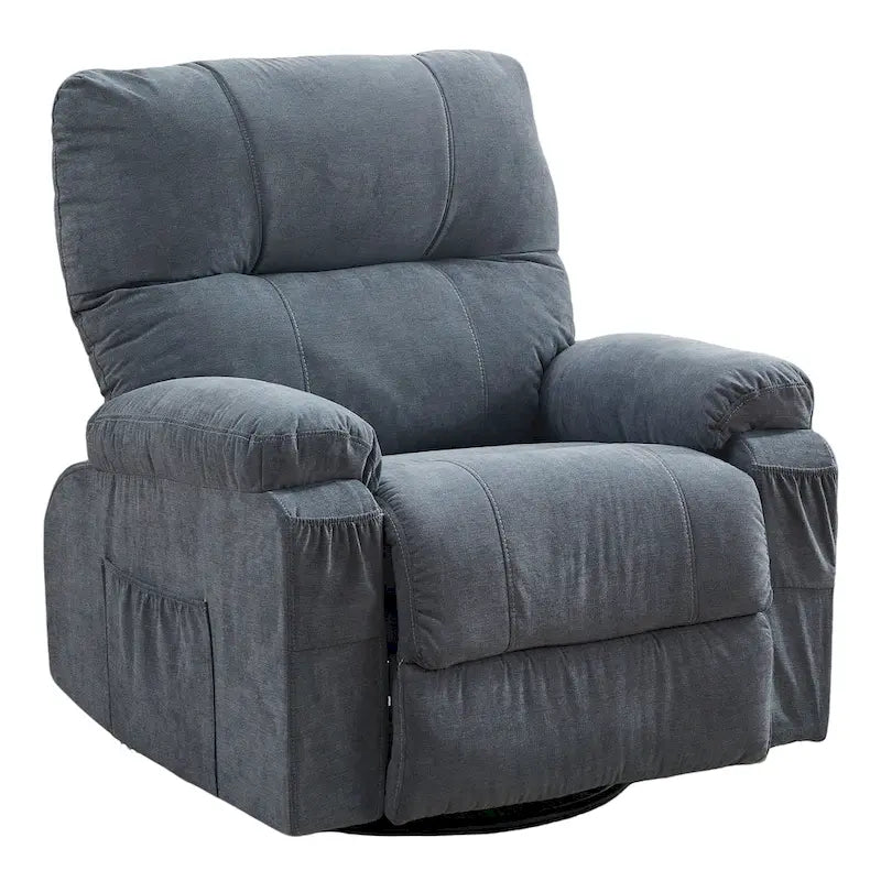 Fauteuil inclinable pivotant à bascule 360° en lin avec poches latérales