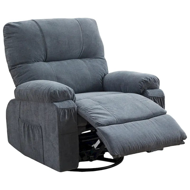 Fauteuil inclinable pivotant à bascule 360° en lin avec poches latérales