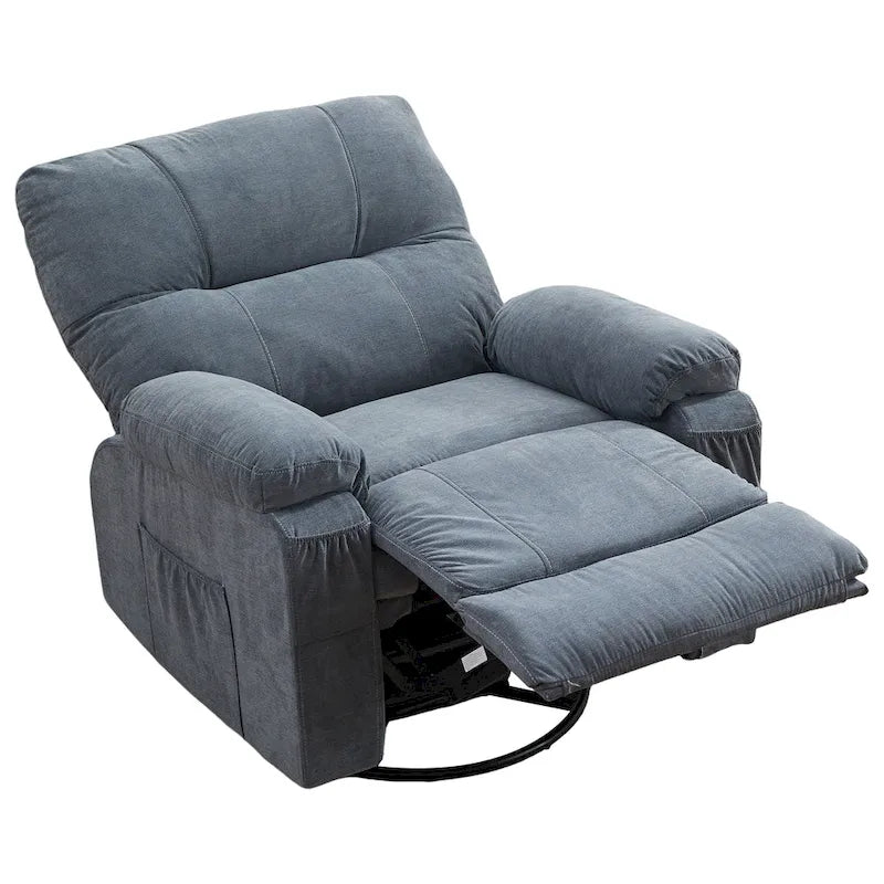 Fauteuil inclinable pivotant à bascule 360° en lin avec poches latérales