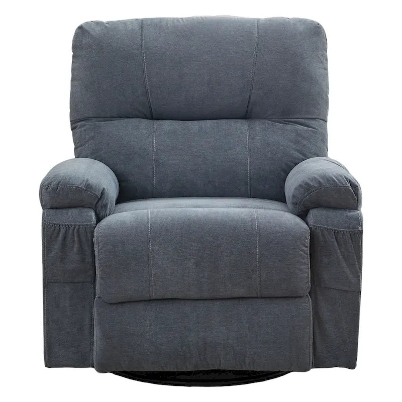 Fauteuil inclinable pivotant à bascule 360° en lin avec poches latérales
