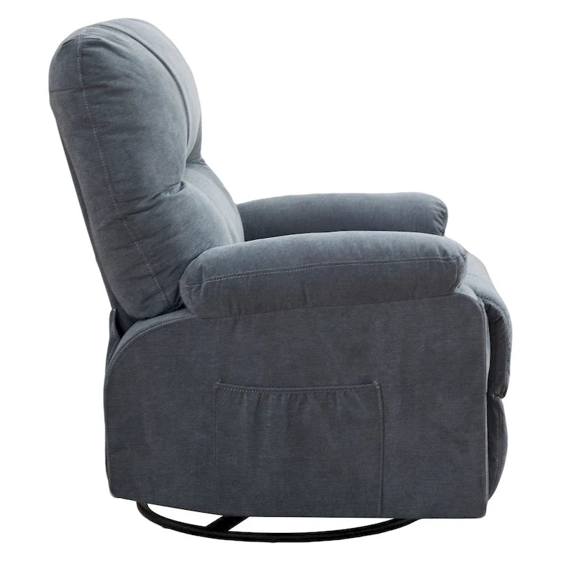 Fauteuil inclinable pivotant à bascule 360° en lin avec poches latérales
