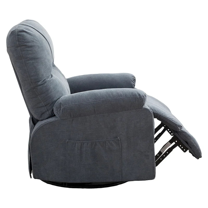 Fauteuil inclinable pivotant à bascule 360° en lin avec poches latérales