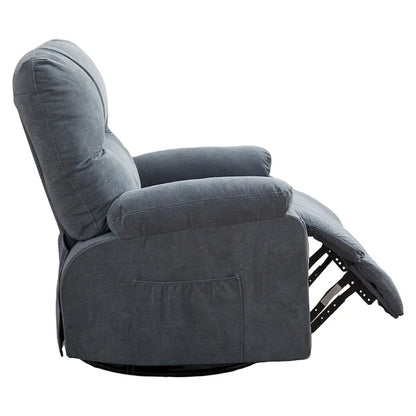 Fauteuil inclinable pivotant à bascule 360° en lin avec poches latérales