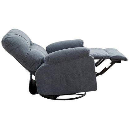 Fauteuil inclinable pivotant à bascule 360° en lin avec poches latérales