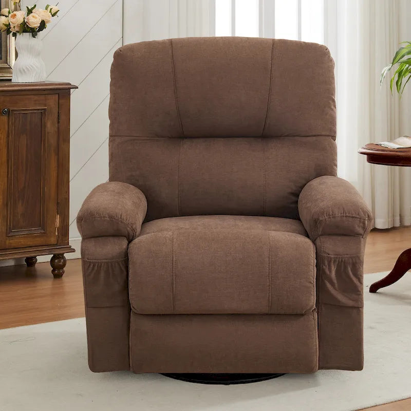 Fauteuil inclinable pivotant à bascule 360° en lin avec poches latérales