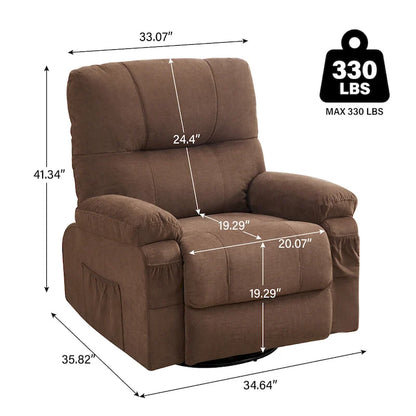 Fauteuil inclinable pivotant à bascule 360° en lin avec poches latérales