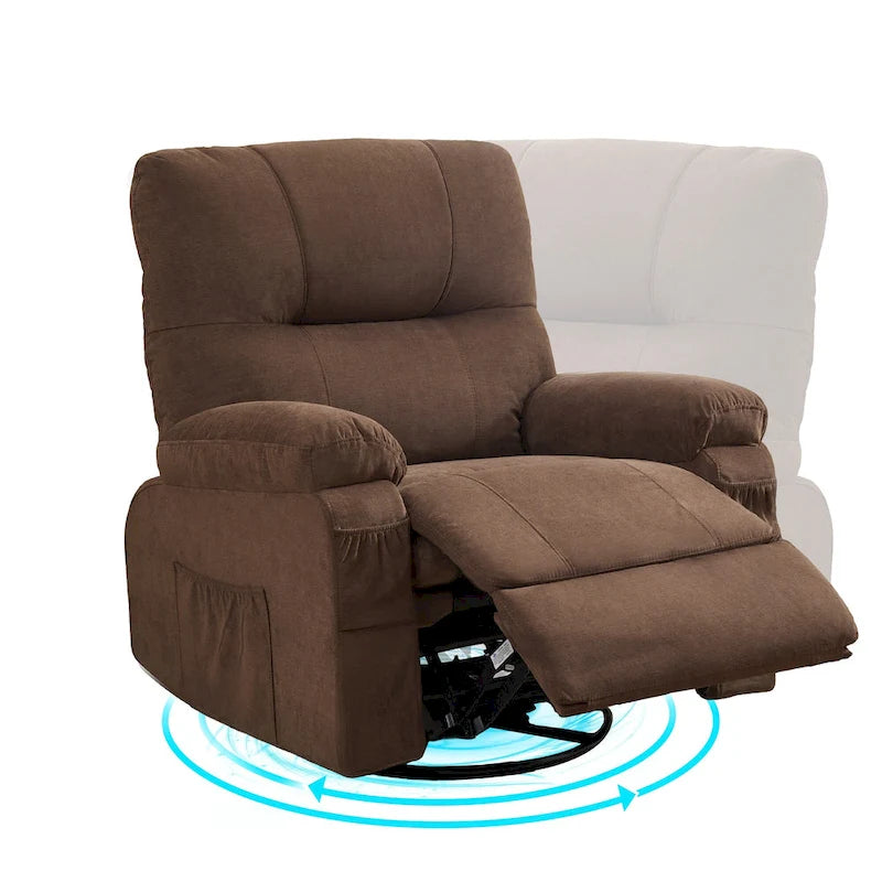 Fauteuil inclinable pivotant à bascule 360° en lin avec poches latérales