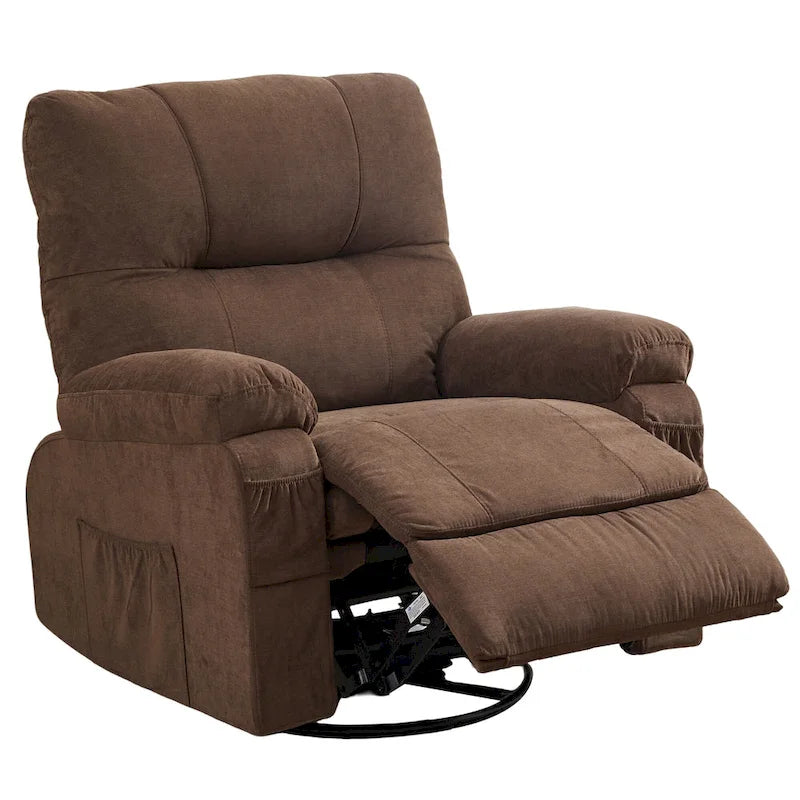 Fauteuil inclinable pivotant à bascule 360° en lin avec poches latérales