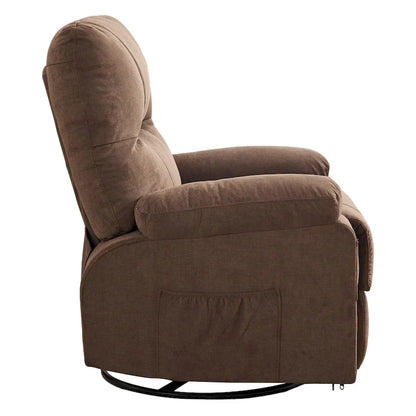 Fauteuil inclinable pivotant à bascule 360° en lin avec poches latérales