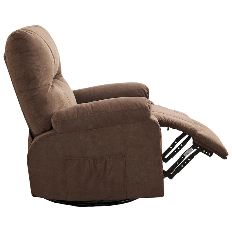 Fauteuil inclinable pivotant à bascule 360° en lin avec poches latérales