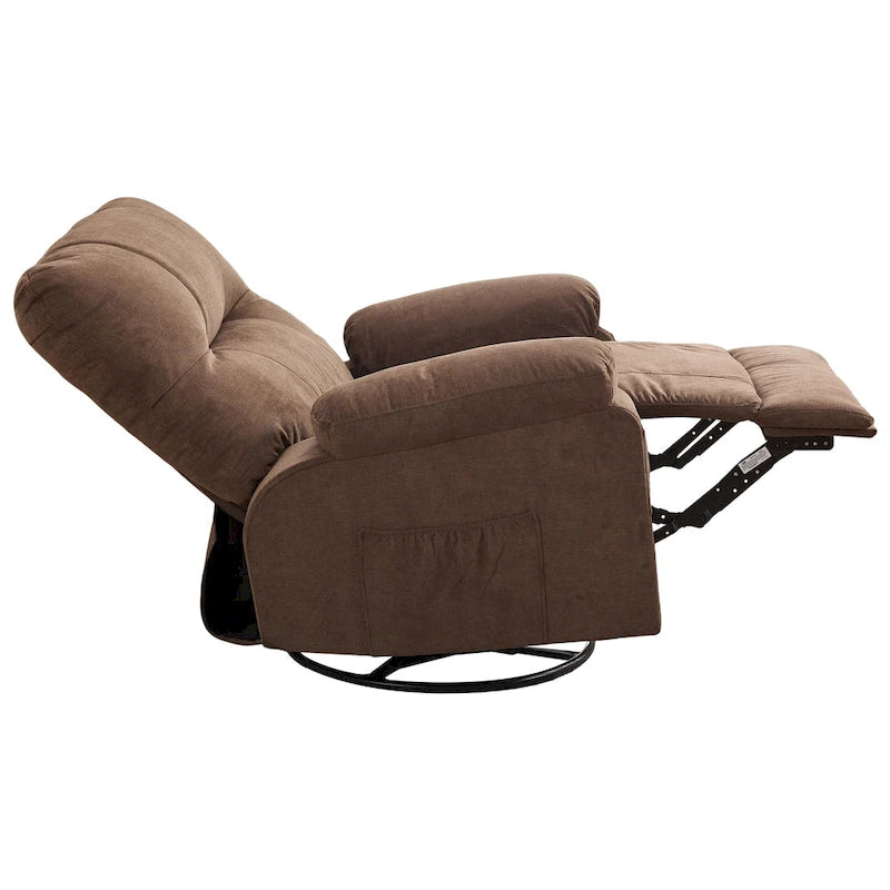 Fauteuil inclinable pivotant à bascule 360° en lin avec poches latérales